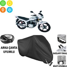 AUTOES Bisan Sunway Fks 125 Motosiklet Brandası Arka Çanta, Tokalı ve Kilit Uyumlu Siyah