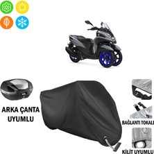 AUTOES Yamaha Tricity 155 Motosiklet Brandası Arka Çanta, Tokalı ve Kilit Uyumlu Siyah