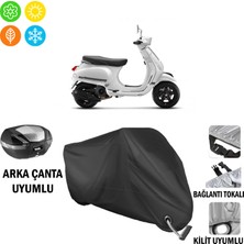 AUTOES Vespa S125 Motosiklet Brandası Arka Çanta, Tokalı ve Kilit Uyumlu Siyah