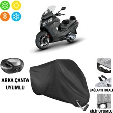 AUTOES Sym Maxi 400I Motosiklet Brandası Arka Çanta, Tokalı ve Kilit Uyumlu Siyah