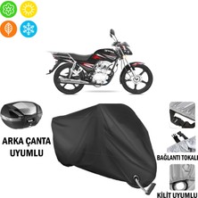 AUTOES Yuki Forza 170 Motosiklet Brandası Arka Çanta, Tokalı ve Kilit Uyumlu Siyah
