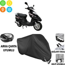 AUTOES Mondial 125 Rt Akik Motosiklet Branda Arka Çanta, Tokalı ve Kilit Uyumlu Siyah