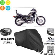 AUTOES Yamaha Virago Xv 1100 Motosiklet Brandası Arka Çanta, Tokalı ve Kilit Uyumlu Siyah
