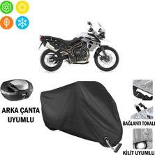 AUTOES Triumph Tiger 800 Xc Motosiklet Brandası Arka Çanta, Tokalı ve Kilit Uyumlu Siyah