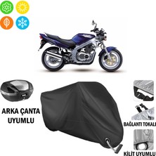 AUTOES Suzuki Gs 500 Motosiklet Brandası Arka Çanta, Tokalı ve Kilit Uyumlu Siyah