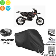 AUTOES Asya RX250 Sopermoto Motosiklet Brandası Arka Çanta, Tokalı ve Kilit Uyumlu Siyah