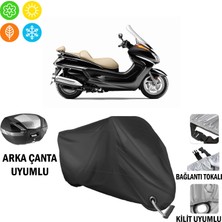 AUTOES Yamaha Majesty 400 Motosiklet Brandası Arka Çanta, Tokalı ve Kilit Uyumlu Siyah