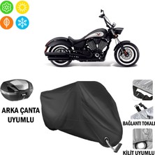 AUTOES Victory High-Ball Motosiklet Brandası Arka Çanta, Tokalı ve Kilit Uyumlu Siyah