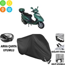 AUTOES Mondial 125 Rt Motosiklet Branda Arka Çanta, Tokalı ve Kilit Uyumlu Siyah