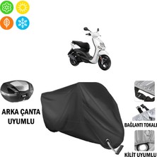 AUTOES Yamaha Neos Motosiklet Brandası Arka Çanta, Tokalı ve Kilit Uyumlu Siyah