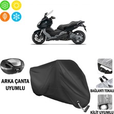 AUTOES Bmw C 600 Motosiklet Brandası Arka Çanta, Tokalı ve Kilit Uyumlu Siyah