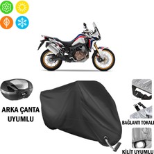 AUTOES Honda Crf 1100L Africa Twin Motosiklet Brandası Arka Çanta, Tokalı ve Kilit Uyumlu Siyah