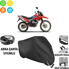 AUTOES Motoran Cross XV-250 Motosiklet Brandası Arka Çanta, Tokalı ve Kilit Uyumlu Siyah