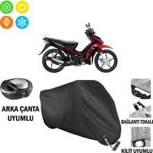 AUTOES Tvs Neo X3I Motosiklet Brandası Arka Çanta, Tokalı ve Kilit Uyumlu Siyah