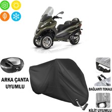 AUTOES Piaggio Mp3 250 Motosiklet Brandası Arka Çanta, Tokalı ve Kilit Uyumlu Siyah