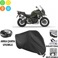 AUTOES Triumph Tiger Explorer Xca Motosiklet Brandası Arka Çanta, Tokalı ve Kilit Uyumlu Siyah