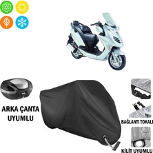 AUTOES Kymco Grand Dink 150 Motosiklet Brandası Arka Çanta, Tokalı ve Kilit Uyumlu Siyah