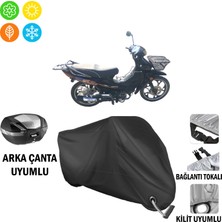 AUTOES Kuba KB100-6 Motosiklet Brandası Arka Çanta, Tokalı ve Kilit Uyumlu Siyah