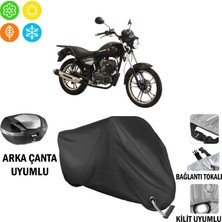 AUTOES Asya Elegant 125 Motosiklet Brandası Arka Çanta, Tokalı ve Kilit Uyumlu Siyah