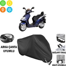 AUTOES Daelim History 125 Motosiklet Brandası Arka Çanta, Tokalı ve Kilit Uyumlu Siyah