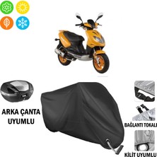 AUTOES Keeway Focus 125 Motosiklet Brandası Arka Çanta, Tokalı ve Kilit Uyumlu Siyah