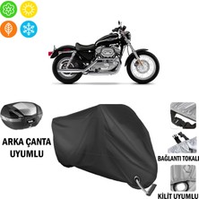 AUTOES Harley-Davidson Sportster Xl 883 Motosiklet Brandası Arka Çanta, Tokalı ve Kilit Uyumlu Siyah
