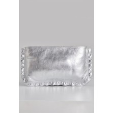 Twinsaction Frilly Deri Clutch Çanta