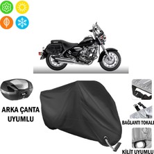 AUTOES Keeway Super Light 150 Motosiklet Brandası Arka Çanta, Tokalı ve Kilit Uyumlu Siyah