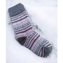 Shopiolog İskandinav Tasarımlı Eksra Kalın Desenli Kışlık Yünlü Çorap