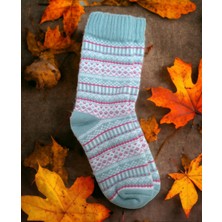 Iskandinav Tasarımlı Eksra Kalın Desenli Kışlık Yünlü Çorap