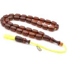 Murty99 Zeyzun Imzalı Kapsül Kesim Kahverengi Sıkma Kehribar Tesbih