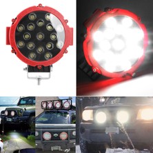 Oto Aksesuarcım Off Road Led Projektör Sis Lambası Kırmızı Çerçeve Beyaz Led 51W 18 Cm