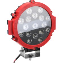 Oto Aksesuarcım Off Road Led Projektör Sis Lambası Kırmızı Çerçeve Beyaz Led 51W 18 Cm