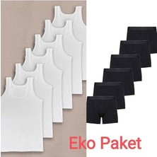 Tezzgelsin Erkek Çocuk Ikili Set Pamuklu Penye 6 Atlet 6 Boxer