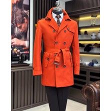 Terzi Adem İtalyan stil slim fit mevsimlik erkek trençkot mont turuncu T10060