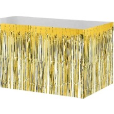 Dizayn Parti Evi Metalize Gold Püsküllü Masa Eteği 400*75CM