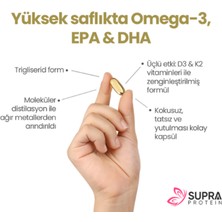 Supra Vitamin Klinik Onaylı Epax® Omeg-3 Balık Yağı, 2.000 Mg Fish Oil + Vitamin D3 & K2, 60 Kapsül