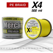 Mercan Pe Örgü Premium 4x Ip   500 M Fosforlu Sarı  Misina