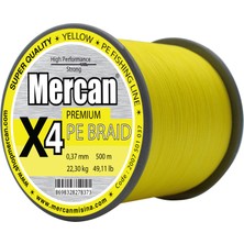 Mercan Pe Örgü Premium 4x Ip   500 M Fosforlu Sarı  Misina