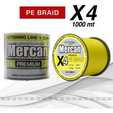 Mercan Pe Örgü Premium 4x Ip  1000 M Fosforlu Sarı  Misina