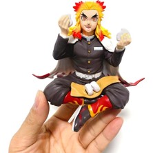Anime Demon Slayer Kyojuro Rengoku 10 cm Oturan Karakter Figür Oyuncak Biblo