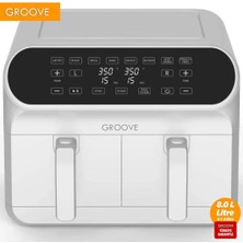 Groove Max Plus Xxl 1800W (4lt+4lt) 8lt Çift Hazneli Smart Airfryer Air Fryer Yağsız Sıcak Hava Fritözü Beyaz