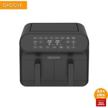 Groove Max Plus Xxl 1800W (4lt+4lt) 8lt Çift Hazneli Smart Airfryer Air Fryer Yağsız Sıcak Hava Fritözü Siyah