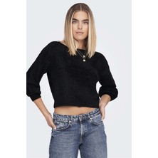 Only Kadın Onlpıumo Sıfır Yaka Jakarlı Kazak 15235973 Siyah
