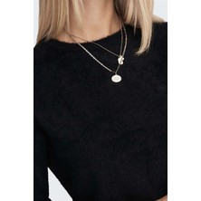 Only Kadın Onlpıumo Sıfır Yaka Jakarlı Kazak 15235973 Siyah