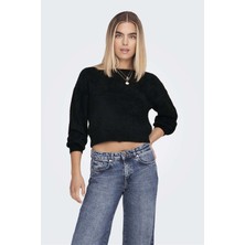 Only Kadın Onlpıumo Sıfır Yaka Jakarlı Kazak 15235973 Siyah