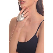 Labalaba Kadın Antik Gümüş Kaplama Ayarlanabilir Kalkan Yüzük