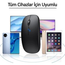 Wontis Premium Ultra Slim Mat Black Şarjlı Kablosuz Bluetooth 3.0 1600 Dpi Optical Sessiz Mouse