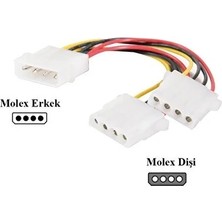 Prige 4 Pin Molex 2Lİ Power Çoklayıcı 2 Çıkış 1 Giriş Supply Kasa Power Kablosu