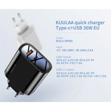 Kuula Kuulaa 1 USB Qc3.0 1 Pd 36W Universal Hızlı Şarj Başlık